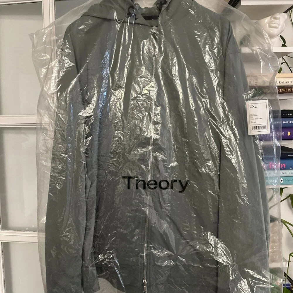 Men's Theory Haskel Kelso Piqué Packable Jacket in Steel Green - Picture 4 of 9